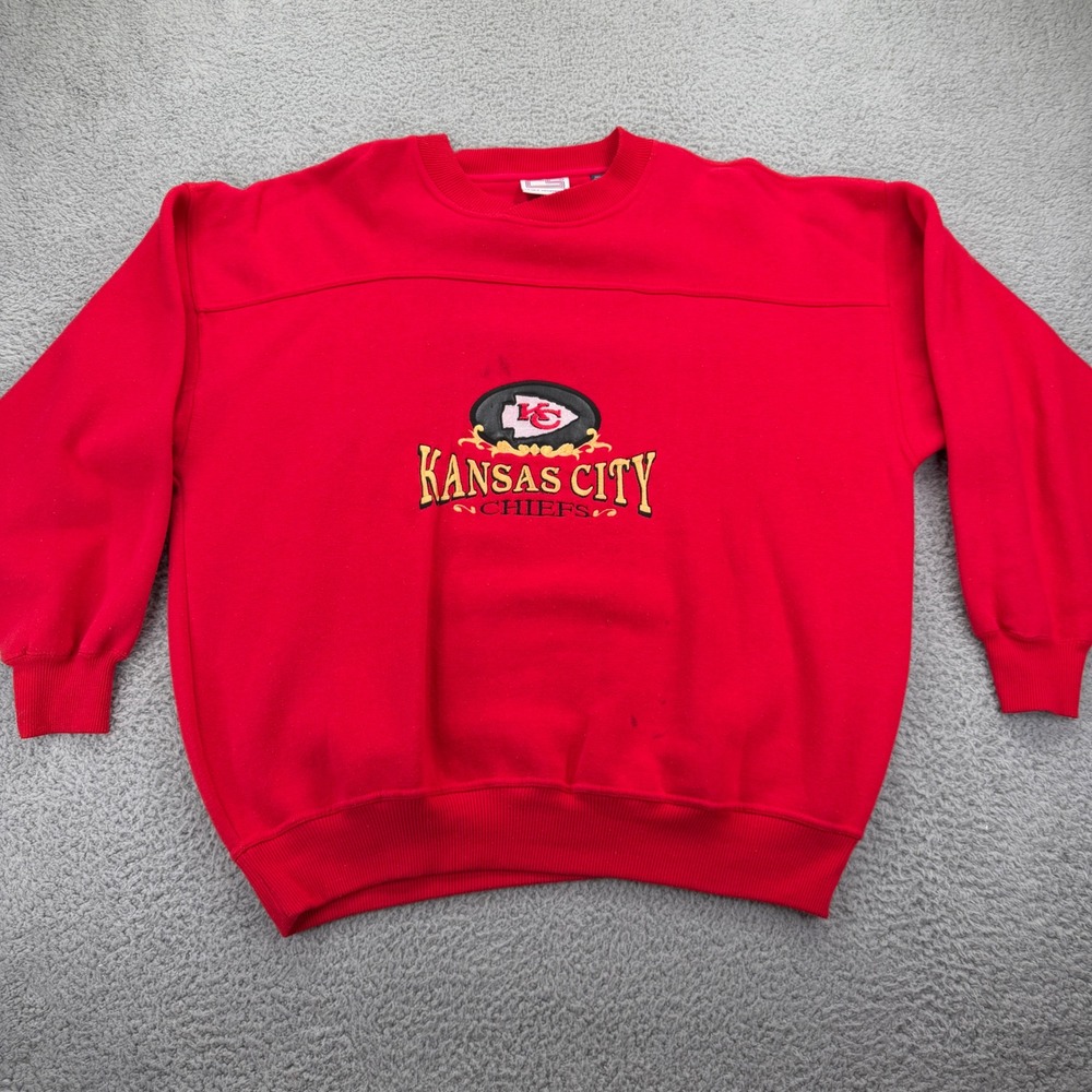 Vintage Kansas City Chiefs‎ Crable Sportswear Red Crewneck Sweatshirt XL NFL 90s
